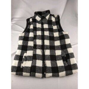 Womens Jason Maxwell Vest Black White Plaid Size Large Full Zip